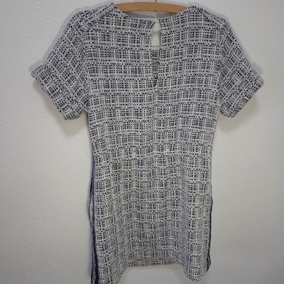 Maje Retrola Tweed Drawstring Waist Blue White Mini Dress Pockets Size 38 - Picture 4 of 16